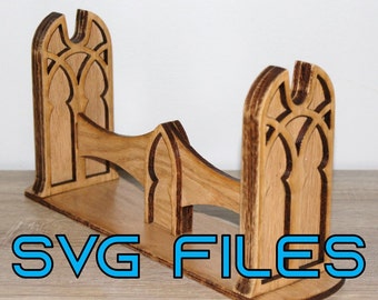 Gothic Architecture Sword Stand SVG Files | Digital Download | Glowforge | CNC | Laser Cut | Cricut | Medieval | Renaissance | Ancient