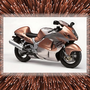 Suzuki Hayabusa GSX1300R Copper-Silver 1999--36x24 24x16 18x12 12x8in Glossy Poster
