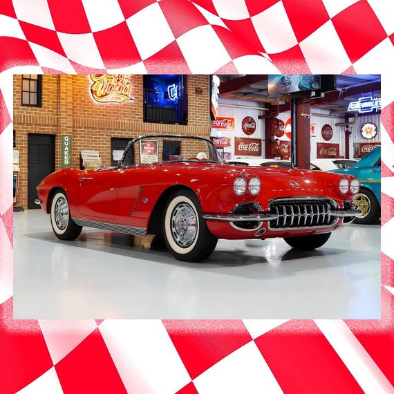 Chevrolet C1 Corvette Convert Red 1962 | 36x24 Inch Unframed