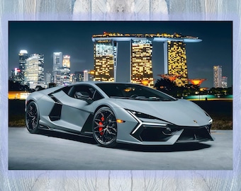 Lamborghini Revuelto Grey 2024 | 36x24 Inch Unframed, Glossy, 4k, High Quality Poster