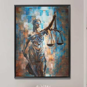 Goddess of justice abstract law wall art, lady justice, gavel, scales of justice art, lawyer print set, lawyer gift, lawyer office decor