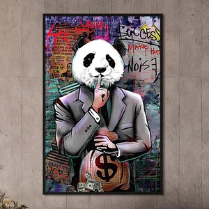 Panda boss motivational quote poster | hustler, street art, graffiti, urban art, chief executive, contemporary art