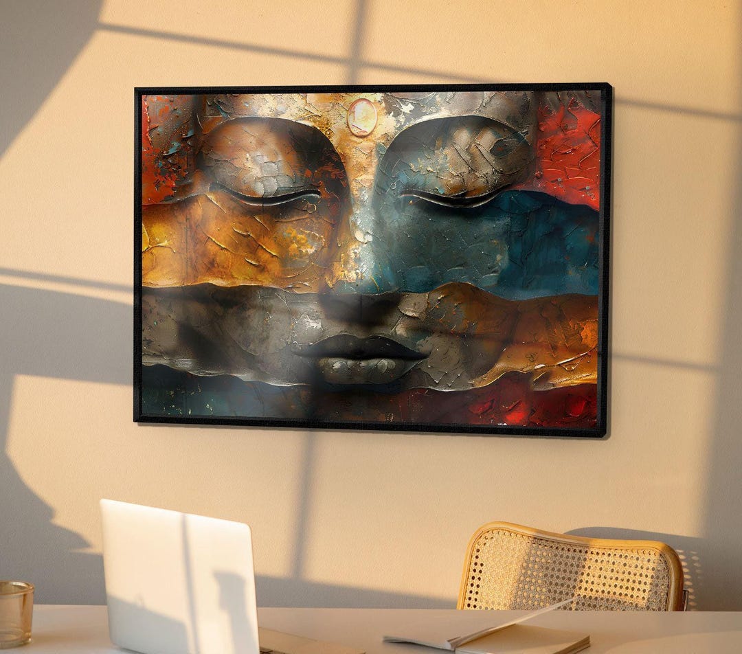 Buddha Portrait Abstract Painting | Extra Large Canvas Print | Indian ...