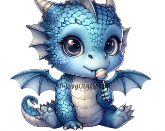 9つのPNGクリップアートバンドル、水彩ドラゴン、かわいいドラゴンのデジタルダウンロード製品マグカップTシャツトートバッグ個人ギフトおよび商業利用