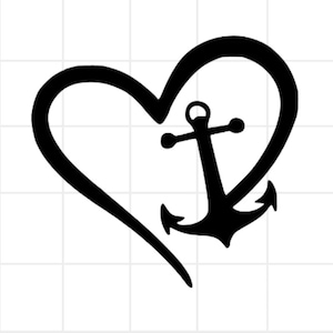 Anker mit Herz SVG druckbare Datei Cricut Download digitales Produkt Tassen Tshirt Tragetaschen Abziehbild Persönliche und kommerzielle Nutzung