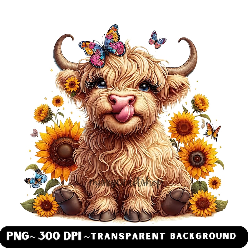 Highland Cow With Sunflowers PNG Clipart Bundle (digital Download) - Etsy