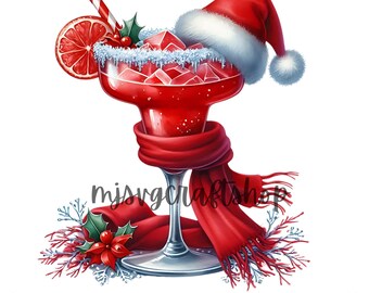 Christmas Margarita Cocktail Drink ,8 PNG Bundle,,Cocktail Drink Bundle Clipart,Bar Drinks,Personal Gift and Commercial Use