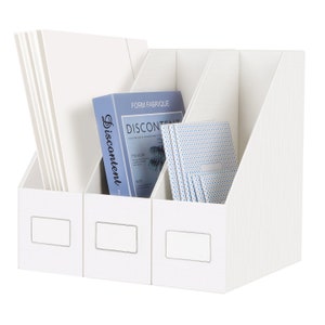 JiaWei Stehsammler 3er set Ordner Organizer Ablagesystem Dokumentenmanagement Halter Faltbar Recycelbar mit extra Klebeetiketten DIN A4 Weiß