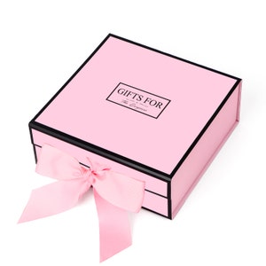 JiaWei Geschenkbox Faltschachtel Magnetverschluss für Hochzeit Weihnachten Geburtstag mit Schleifenband Seidenpapier und Grußkarte - Rosa