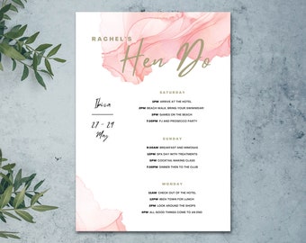 Weekend Itinerary Template, Party, Bachelorette, Hen Do, Weekend, Personalised, Editable, Printable, Invite, INSTANT DIGITAL DOWNLOAD