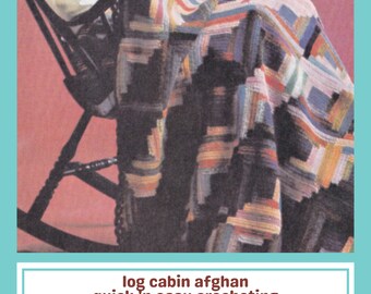Log Cabin Afghan Crochet Pattern - Quick 'n Easy Crochet | Retro Crochet Afghan | Lap Blanket Pattern | Beginner Crochet Pattern