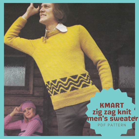 Men's Zig Zag Knit Sweater Kmart Patterns Australia