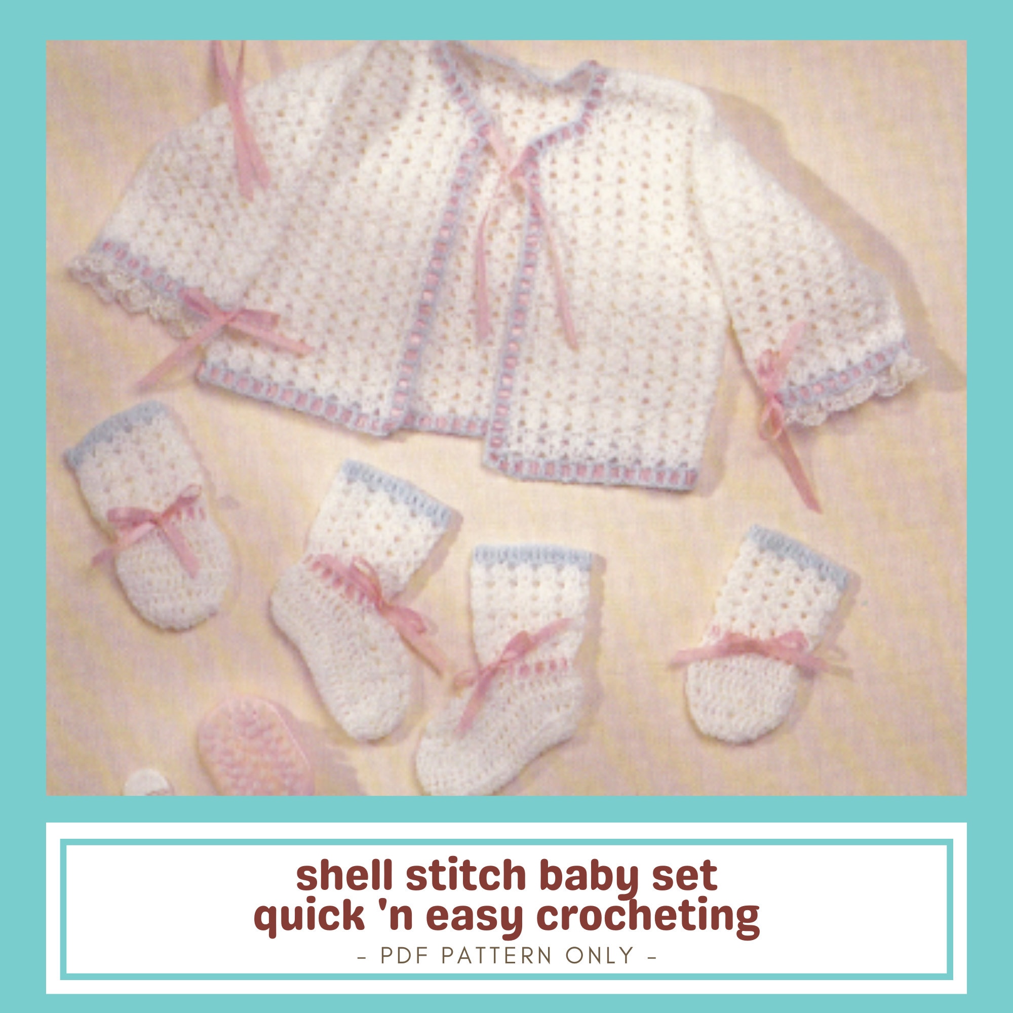 Shell Stitch Baby Set Crochet Pattern - Quick 'n Easy Crochet | Baby ...