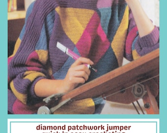Diamond Patchwork Jumper Crochet Pattern - Quick 'n Easy Crochet