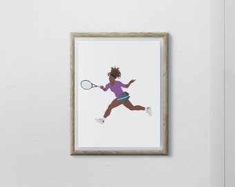 Serena Williams Tennis Art Print: Sports Nursery Decor (PNG)