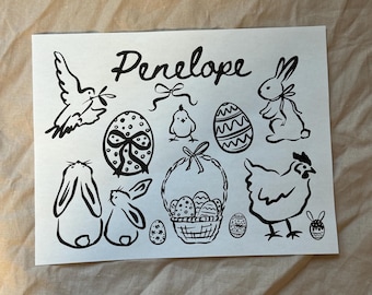 Personalized Easter Coloring Page: Custom Name Activity (Canva Template - Digital Download