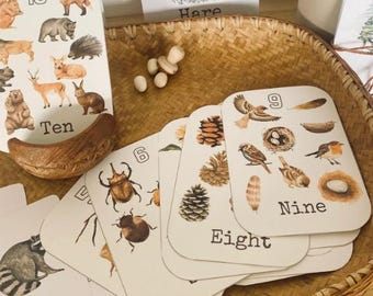 Woodland Number Flashcards: Nature-Themed Counting Cards 1-10 (Digital Download)