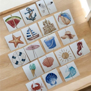 Beach Matching Game , Preschool Printable, Preschool Game , Kindergarten, Home School, Montessori, Printable Activity, Toddler Printable