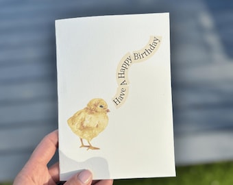 Watercolor Chick Birthday Card, Cute Animal Greeting (Digital Download)