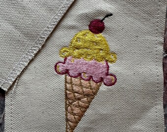 Ice Cream Embroidery Design: Summer DIY Project (4x4 Hoop) (Digital File)