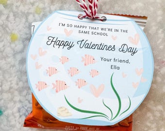 Goldfish Valentine Card: Classroom Treat, Editable Printable (Digital File)