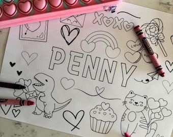 Personalized Valentine Coloring Sheet: Canva Template (Digital Download)