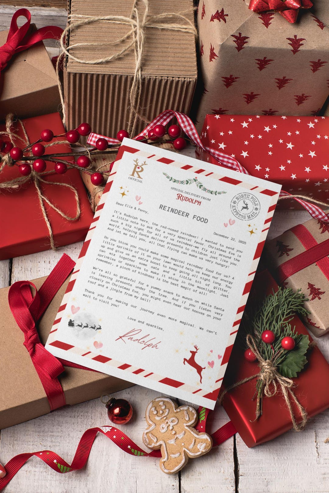 Printable Letter From Rudolph: Christmas Reindeer Note (digital ...