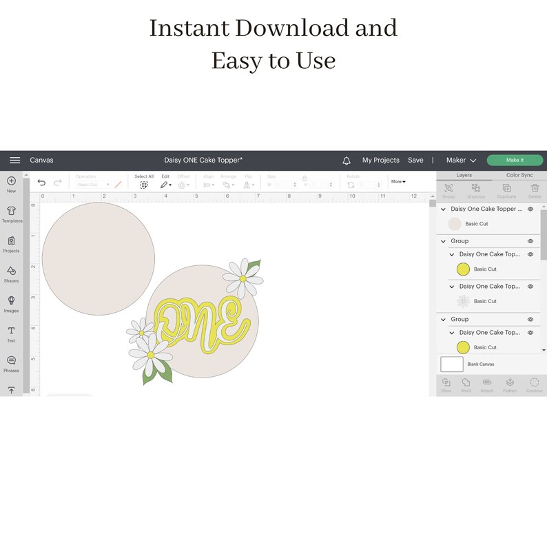 Daisy ONE Cake Topper SVG File: First Birthday Cricut, Silhouette ...