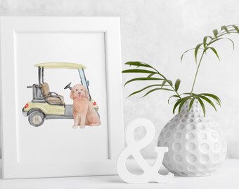 Watercolor Golf Doodle Dog Print: Sporty Nursery Art (Digital Download)
