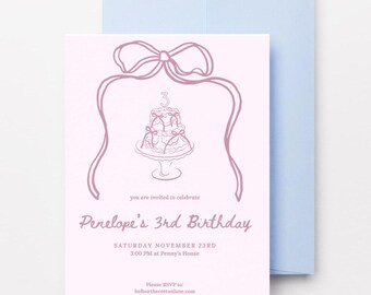 Editable Coquette Bow Birthday Invitation: Pink Girly Party Invite (Digital Download)