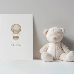 Cartão de boas-vindas com balão de ar quente Cartão de chá de bebê Cartão de felicitações para recém-nascidos Cartão de chegada do bebê Cartão fofo para bebê Cartão de parabéns com boas-vindas ao bebê