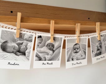 Polaroid Photo Birthday Banner: Editable Milestone Garland (Digital File)