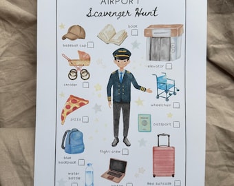 Airport Scavenger Hunt Printable: Toddler Airplane Travel Game (Digital Download)