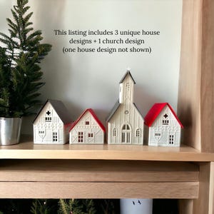 SVG 3D Noël maison aux chandelles Village fichier numérique décoration lanterne papier Noël village découpé fichier découpé au laser Cricut DIY déco