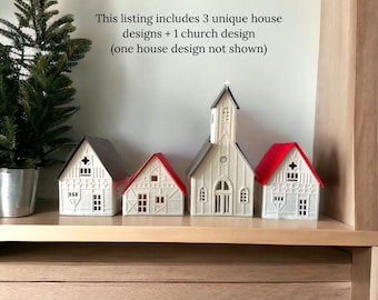 3D Christmas Village Lantern SVG: DIY Paper House Luminary (Digital Download)