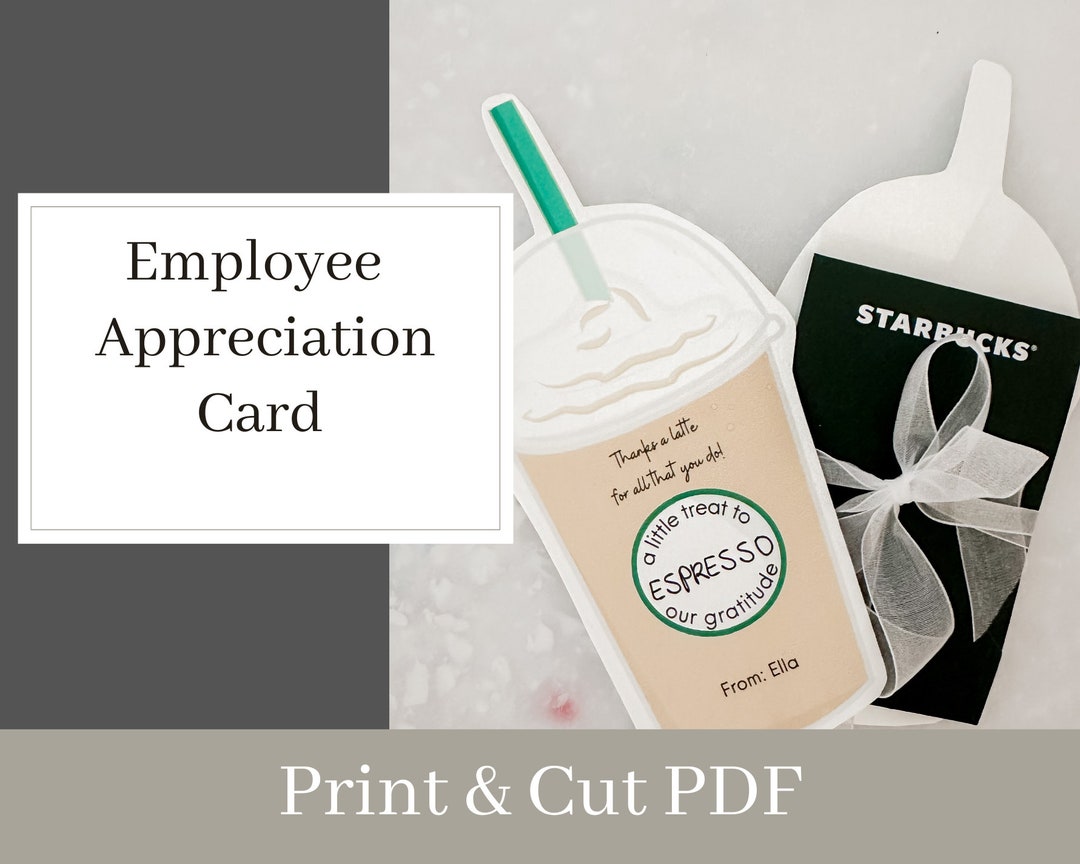 Employee Appreciation Printable Print and Cut Gift Card Coffee Etsy