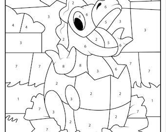 10 Color by number dinasours activity for kids! Digital print available right after purchase!