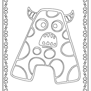 Monster themed alphabet A-Z coloring pages!