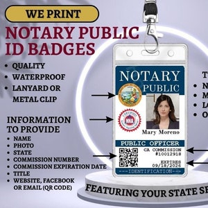 NOUS IMPRIMONS Badge d'identité de notaire | Carte d'identité de notaire mobile | Entreprise | Agent de signature de prêt | Conception personnalisée professionnelle polychrome