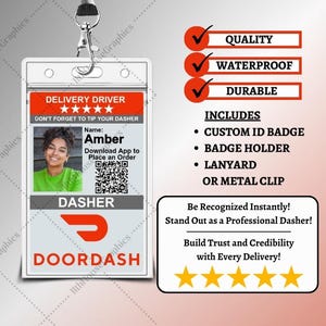 WE PRINT Doordash ID Badge | Delivery Driver Card | Gig Worker Custom Badge | Door Dash Accessories Swag Gear | Dasher
