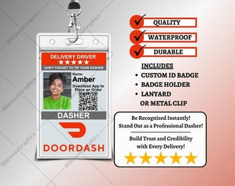 WE PRINT Doordash ID Badge | Delivery Driver Card | Gig Worker Custom Badge | Door Dash Accessories Swag Gear | Dasher