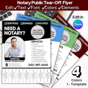Notary Public Flyer Template | Tear Off Notary Flyer | Edit in Canva | Business Marketing Loan Signing Agent