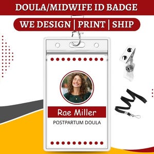 Badges personnalisés pour carte d'identité de sage-femme Doula | carte d'identité d'accoucheuse | Badges de soins de santé | Identification personnalisée Naissance d'entreprise 011