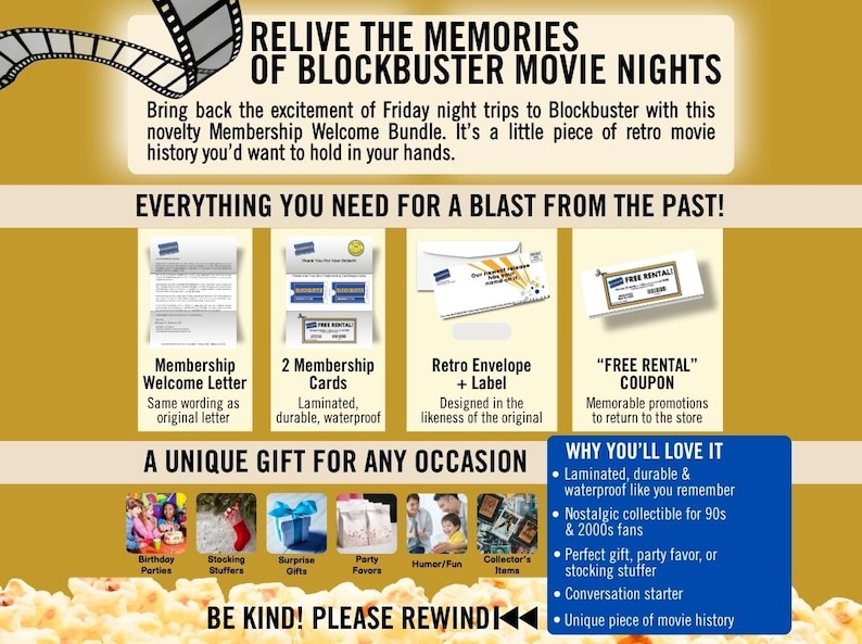 Blockbuster Membership Card Welcome Bundle | Welcome Letter + 2 Cards ...