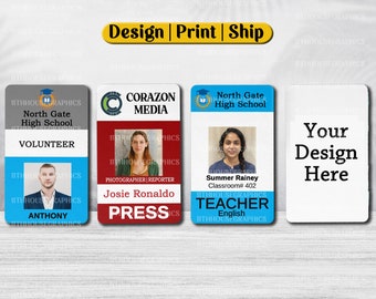 PRINT/DESIGN Custom ID Badge for Businesses | Students | Staff | Employees | Visitors | Homeschool Identification Cards | Gig Badges.