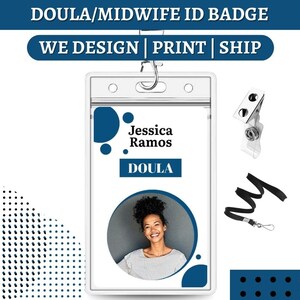 Badges personnalisés pour carte d'identité de sage-femme Doula | carte d'identité d'accoucheuse | Badges de soins de santé | Identification personnalisée Naissance d'entreprise 010