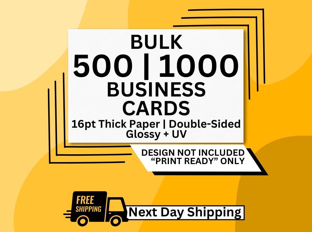 Bulk 500 or 1000 Business Cards Printed | 16pt Gloss UV Double Sided ...