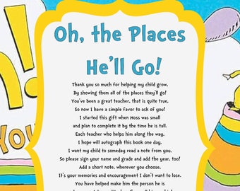 Oh, the Place's You'll Go! Teacher Instruction Card