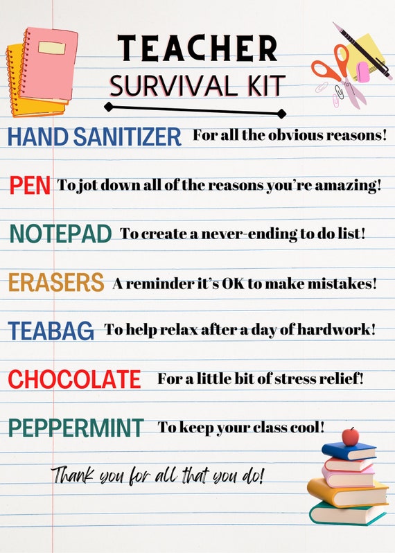 Teacher Survival Kit Printable Etsy Teacher Survival Kit Printable Etsy