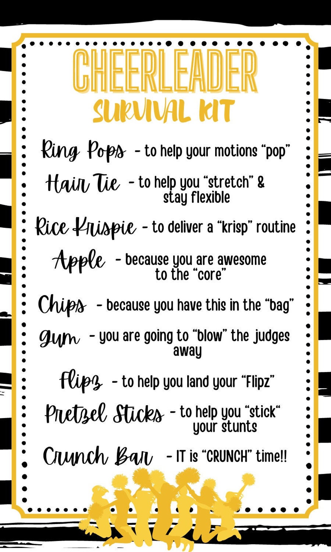 Cheerleader Survival Kit Printable - Etsy